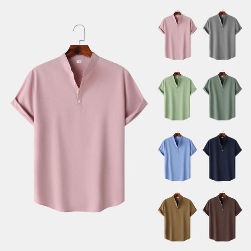 Herren Kurzarmhemd mit modernem Henley-Design und funktionalen Knöpfen Shopnory