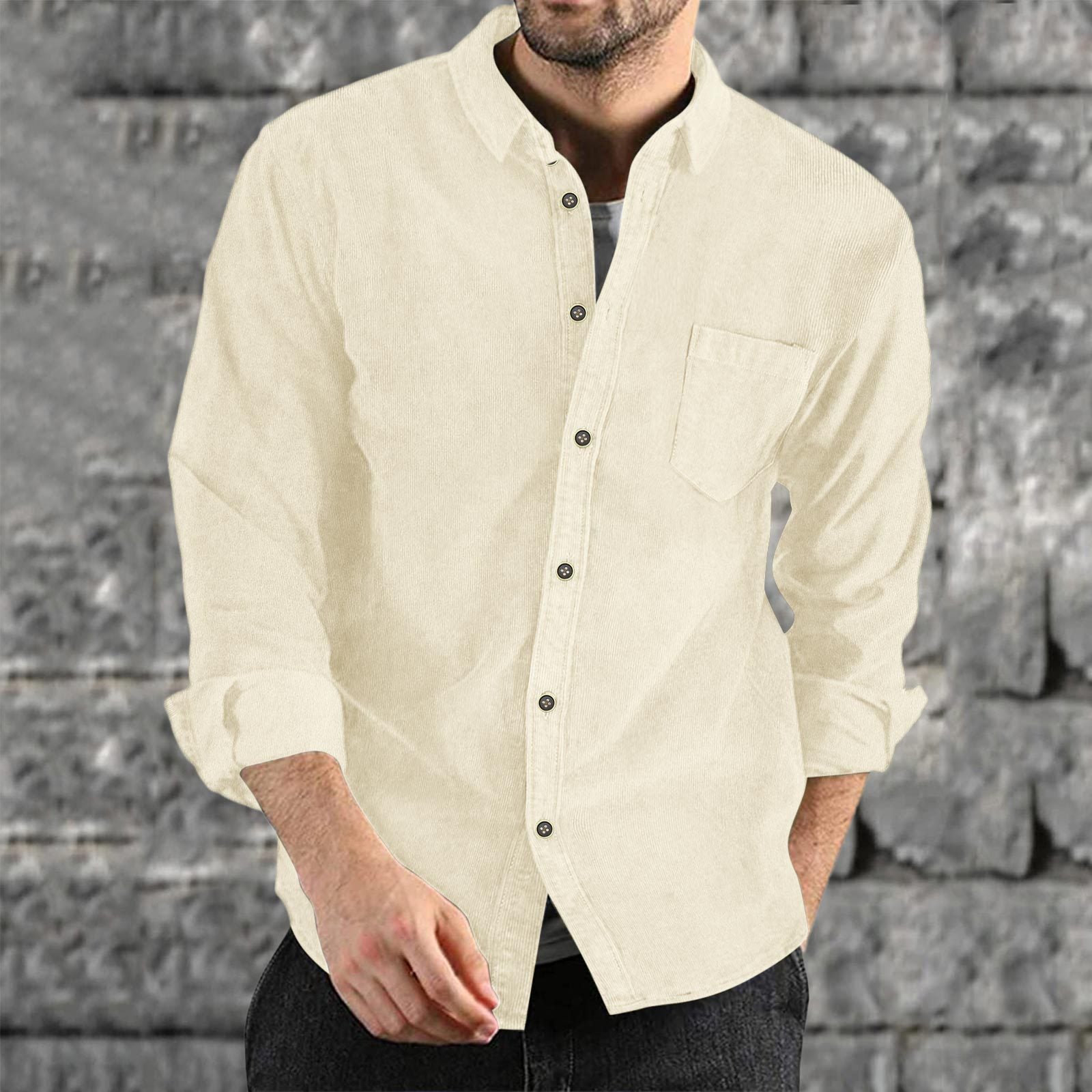 Herren Casual Cordhemd Shopnory