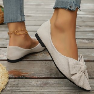Damen Ballerinas mit dekorativem Schleifen-Design und spitzem Zehenbereich