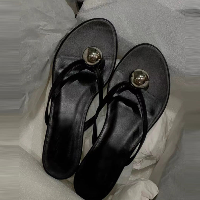 Damen Zehentrenner-Sandalen mit elegantem Goldakzent und weichem Fußbett