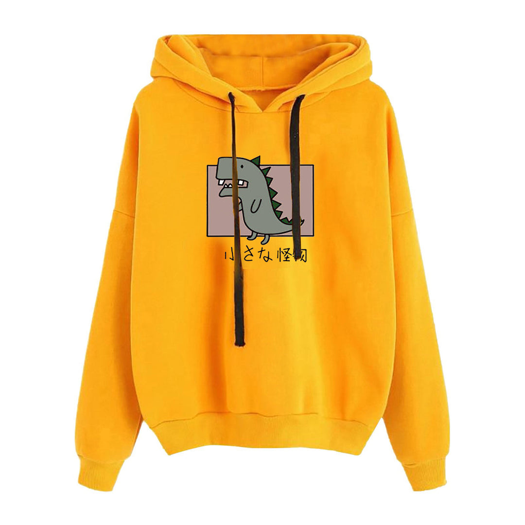 Damen nan kurz geschnittener Cropped-Kapuzenpullover mit niedlicher Frosch-Illustration und verstellbarer Kapuze Shop Nory