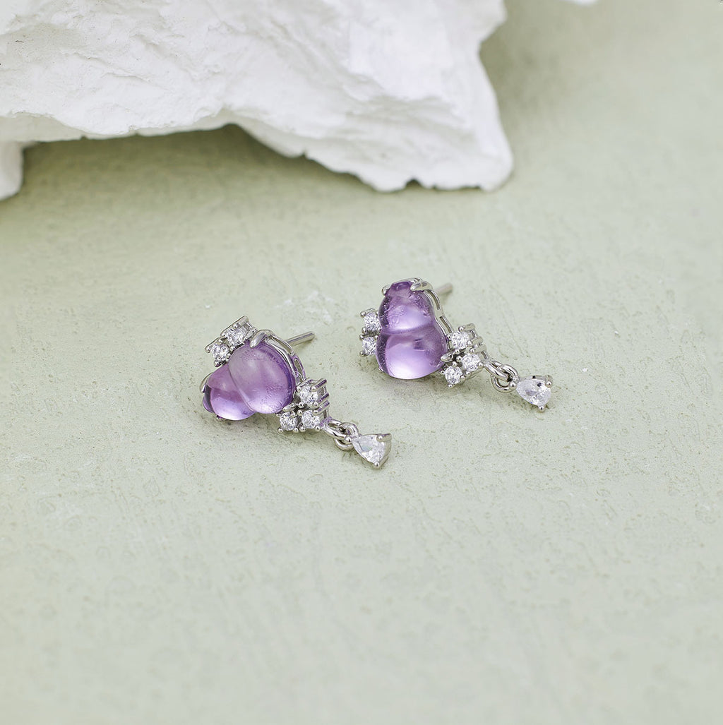 Damen Ohrstecker mit exklusivem lila Amethyst und funkelnden Zirkonia Shop Nory