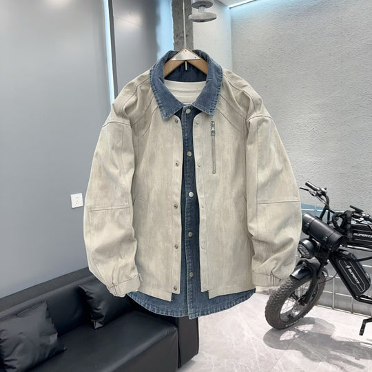Herren Overshirt-Jacke mit Jeans-Innenblende und Reißverschluss-Brusttasche Shop Nory