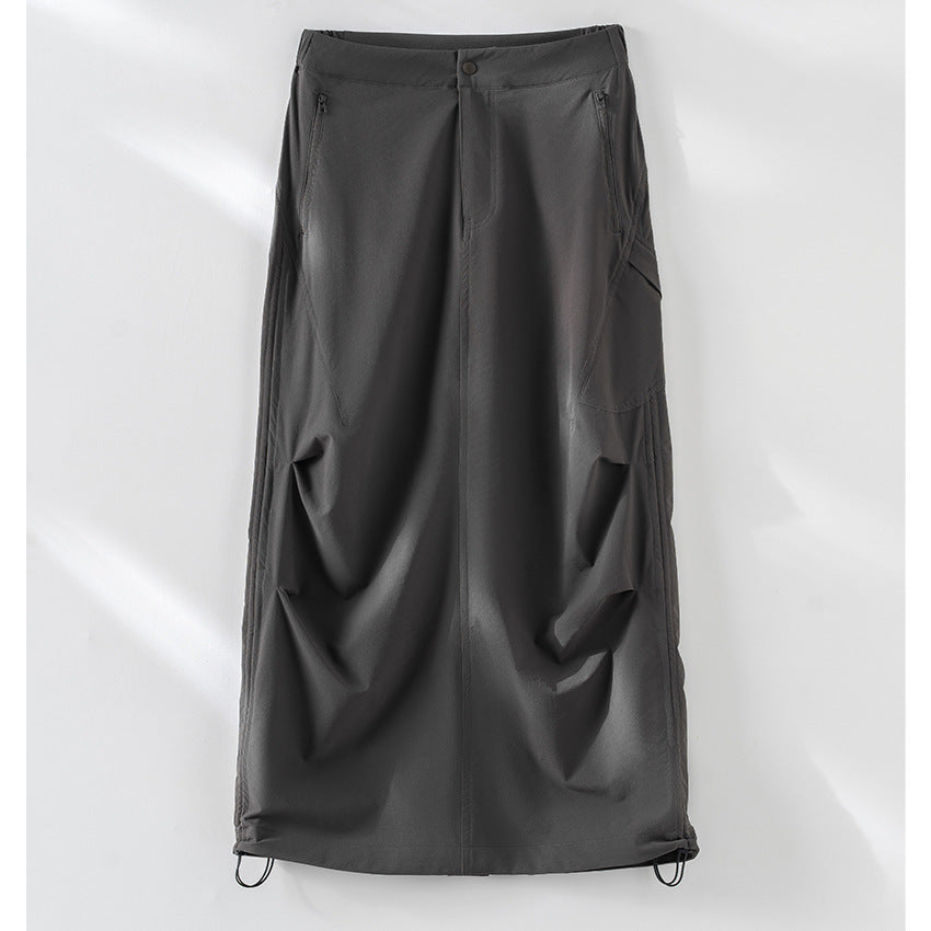 Damen Technischer Cargo-Midirock mit Tunnelzug-Saum und Reißverschlusstaschen Shop Nory