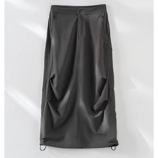 Damen Technischer Cargo-Midirock mit Tunnelzug-Saum und Reißverschlusstaschen Shop Nory
