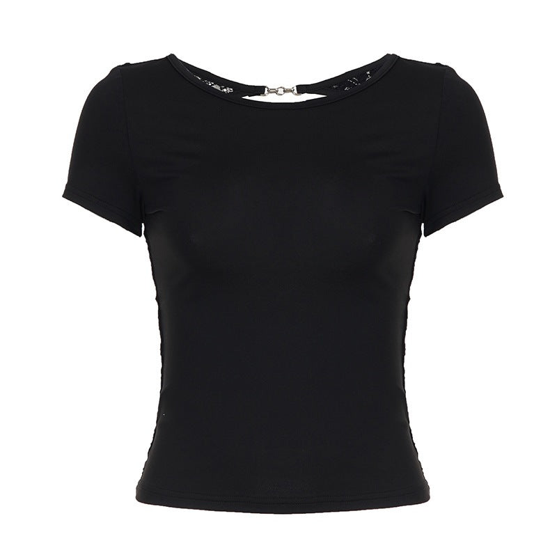 Damen figurbetontes T-Shirt mit elegantem Rückendetail
