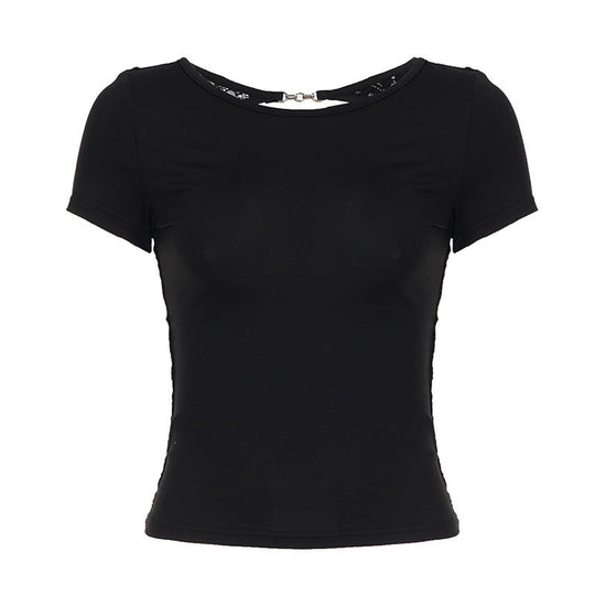 Damen figurbetontes T-Shirt mit elegantem Rückendetail
