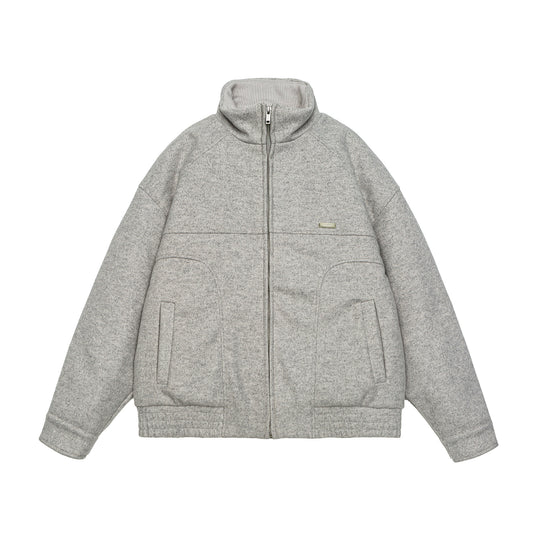 Herren Kurz geschnittene Boxy-Wollfleece-Jacke mit hohem Stehkragen und durchgehendem Reißverschluss Shop Nory