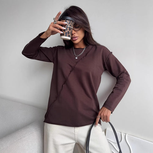 Damen Oversized Longsleeve mit schräger Naht und überschnittenen Schultern Shop Nory