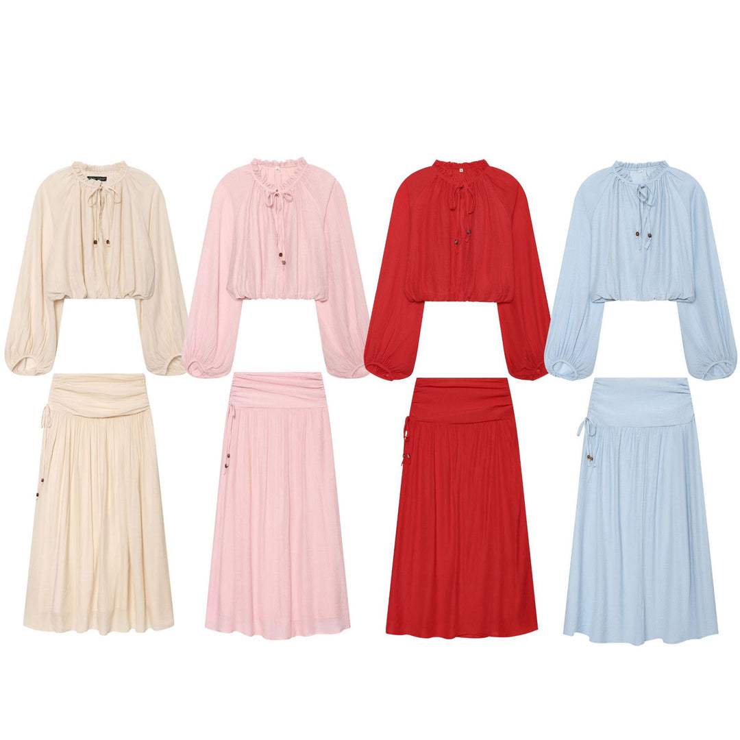 Damen Maxirock mit hohem Bund, seitlicher Zierkordel und weitem Faltenfall Shop Nory