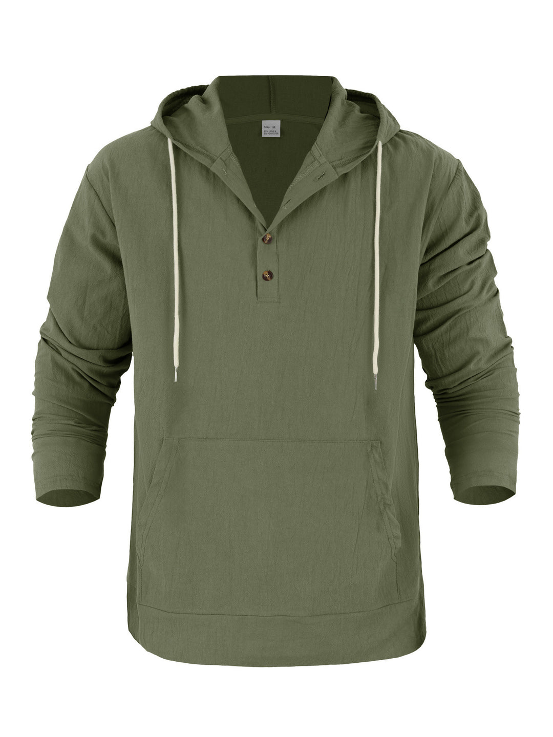 Herren Leichter Kapuzen-Henley aus Baumwoll-Leinen mit Kängurutasche Shop Nory