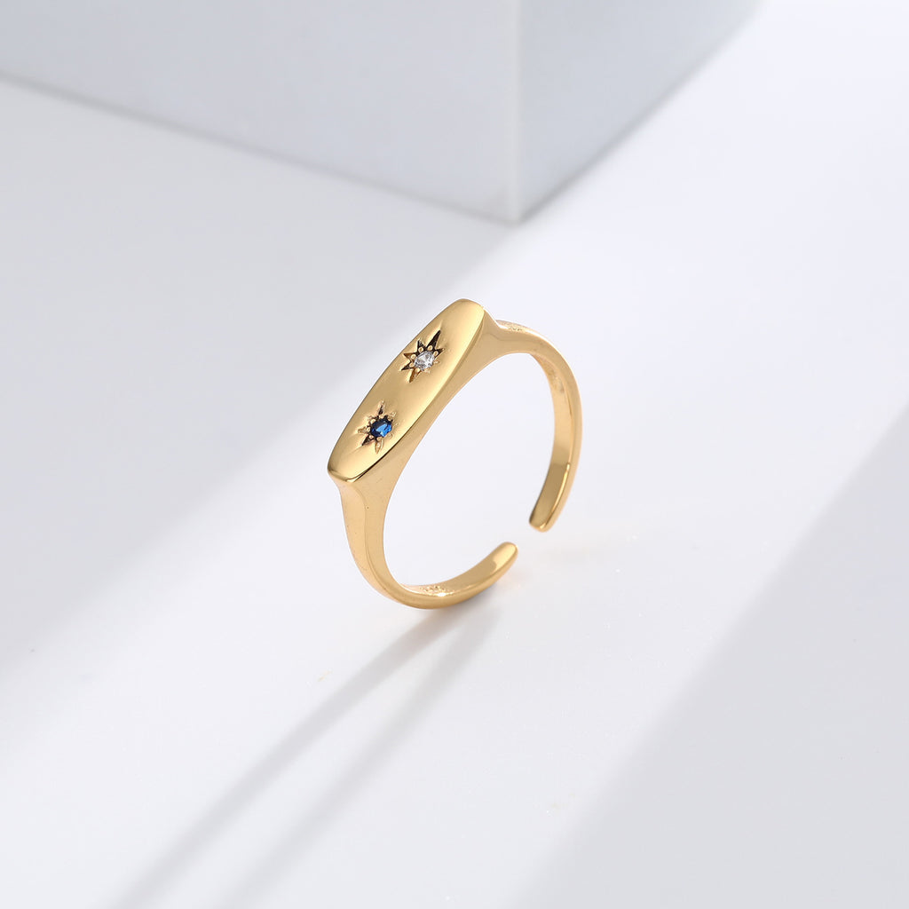 Damen Offener Ring mit funkelnden Zirkon-Akzenten aus 925 Sterling Silber Shop Nory