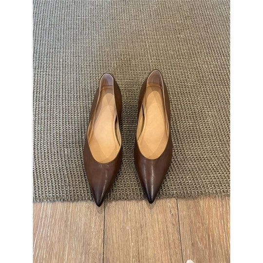 Damen Elegante spitz zulaufende Slipper‑Ballerinas aus softem Glattleder mit minimalem Keilabsatz Shop Nory