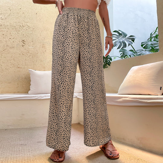 Damen Leichte Palazzo‑Hose mit hohem Gummibund und dezentem Animal‑Print Shop Nory