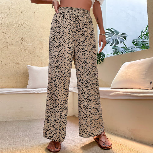 Damen Leichte Palazzo‑Hose mit hohem Gummibund und dezentem Animal‑Print Shop Nory