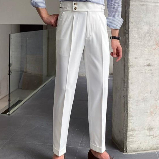 Herren Elegante Hochwasserhose mit Bundfalten