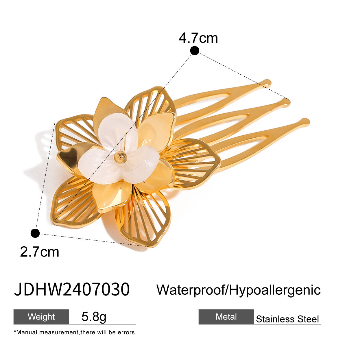 Damen Haarspange mit floralem Design aus hypoallergenem Edelstahl Shop Nory