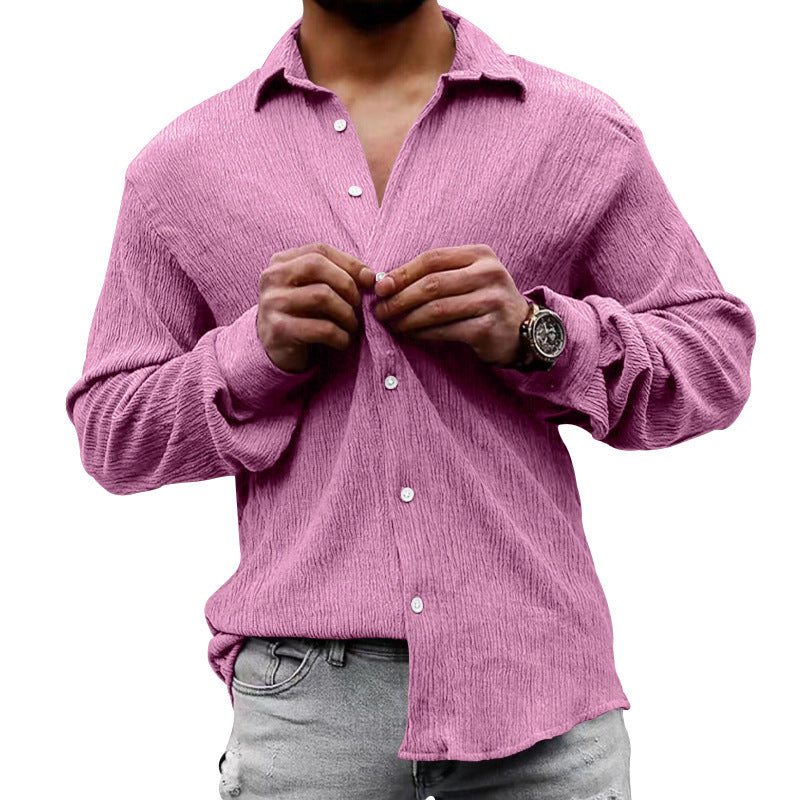 Herren lässiges Langarmhemd mit strukturiertem GewShopnorye und modernem Look