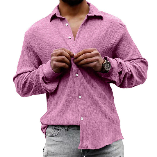 Herren lässiges Langarmhemd mit strukturiertem GewShopnorye und modernem Look