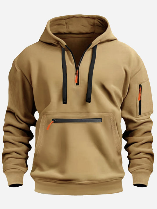 Herren Kapuzenpullover mit Halbzip, Kängurutasche und verdeckten Reißverschlüssen Shop Nory