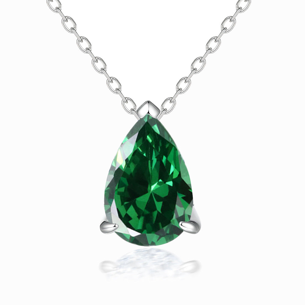 Damen Halskette mit tropfenförmigem Aquamarin-Anhänger und feinem Silberketten-Design Shop Nory