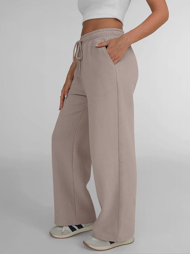 Damen nan weite Loungehose mit hohem Elastikbund, verstellbarem Kordelzug und fließender Palazzosilhouette Shop Nory