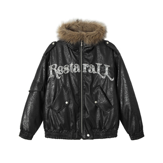 Herren Gepolsterter Oversize-Bomber mit Kunstpelzkragen und Utility-Taschen Shop Nory