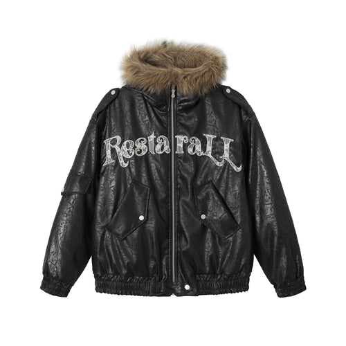 Herren Gepolsterter Oversize-Bomber mit Kunstpelzkragen und Utility-Taschen Shop Nory
