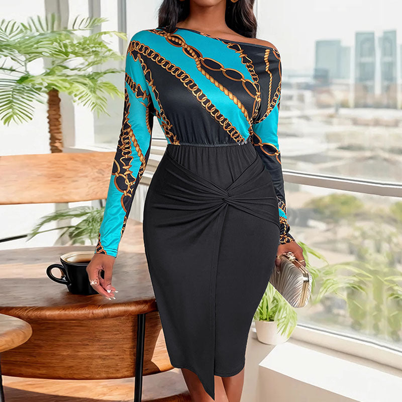 Damen Midikleid mit Knotenbund, taillierter Silhouette und asymmetrischem Saum Shop Nory