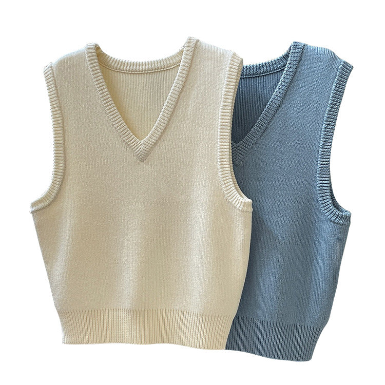 Damen Ärmellose Strickweste im Boxy‑Cut mit tiefem V‑Ausschnitt und geripptem Saum Shop Nory