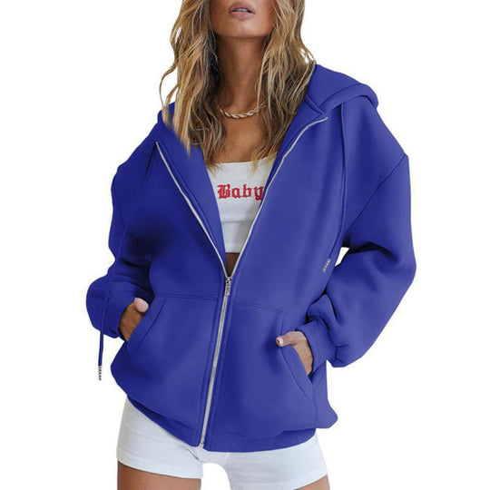 Damen Oversize Hoodiejacke mit hohen Kragen