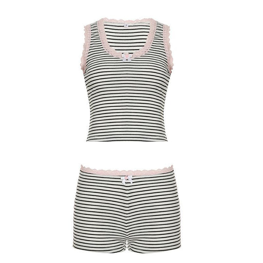 Damen Badeset mit trendy Streifenmuster