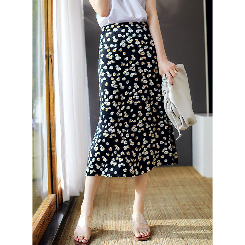 Damen Fließender Midirock mit floralen Mustern Shop Nory