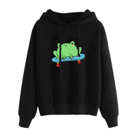 Skateboard-Frosch Blau auf Schwarz