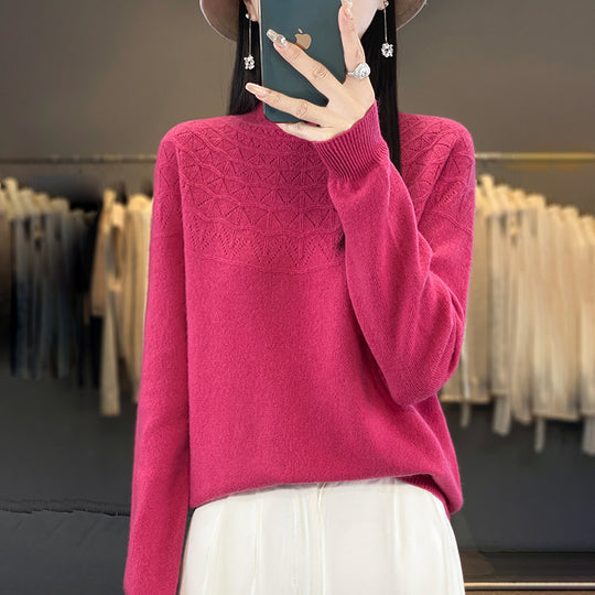Damen Kuscheliger Mohair‑Optik Pullover mit Zierstruktur am Oberteil und Stehkragen Shop Nory