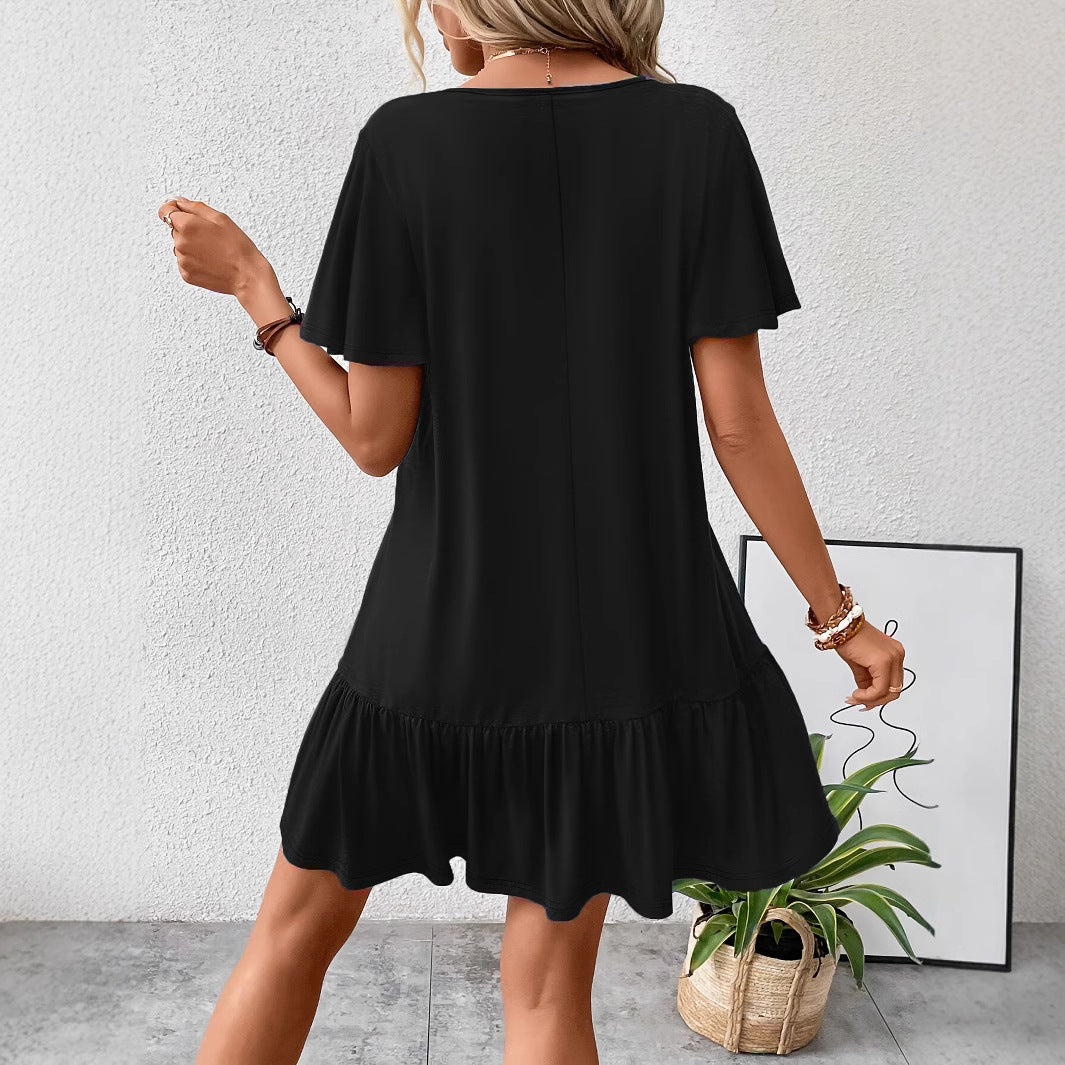Damen Freizeitkleid mit voluminösen Rüschen und lässigen Ärmeln