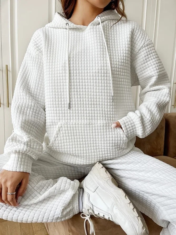 Damen lässiger Hoodie mit strukturierter Oberfläche und praktischer Kängurutasche