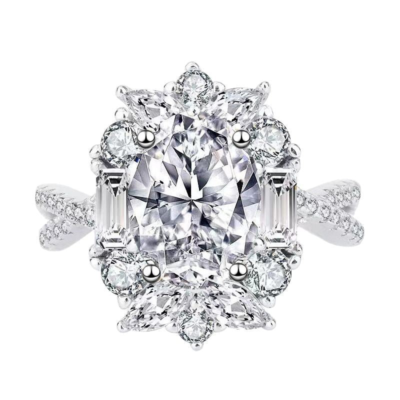 Damen Verlobungsring mit kunstvollem, floralen Design und funkelnden Zirkonia Shop Nory