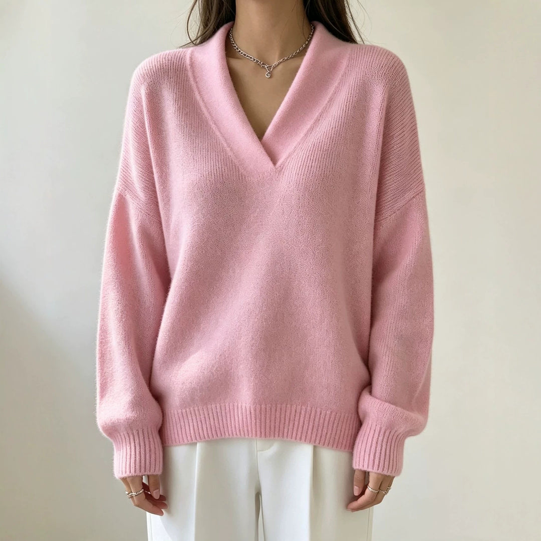 Damen Kaschmir-Touch V-Ausschnitt Relax-Pullover mit Raglanärmeln Shop Nory