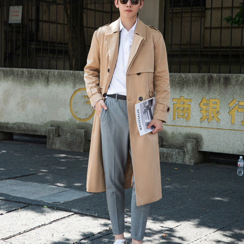 Herren Taillierter Trenchcoat aus wasserabweisendem Twill mit doppelreihiger Knopfleiste Shop Nory