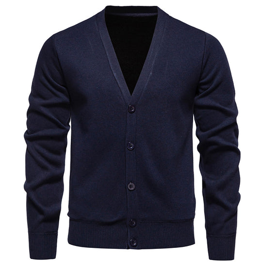 Herren Feiner V-Ausschnitt Strickcardigan mit durchgehender Knopfleiste und gerippten Bündchen Shop Nory