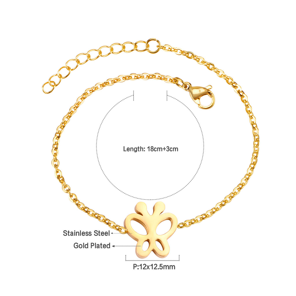 Damen Armband mit filigranem Schmetterlingsdesign aus antiallergischem Edelstahl Shop Nory