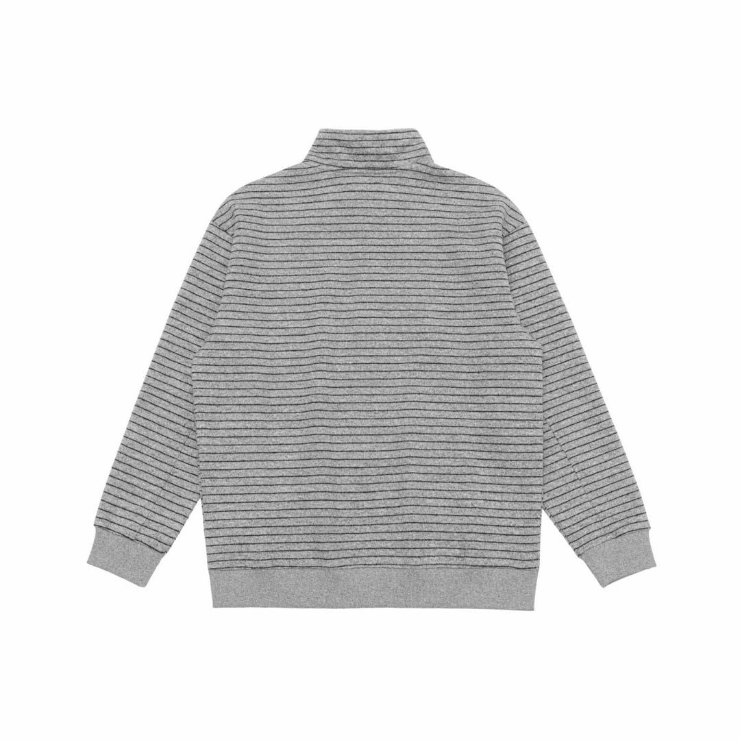 Herren Feinstrick-Halbzip-Pullover mit Stehkragen und feinen Streifen Shop Nory