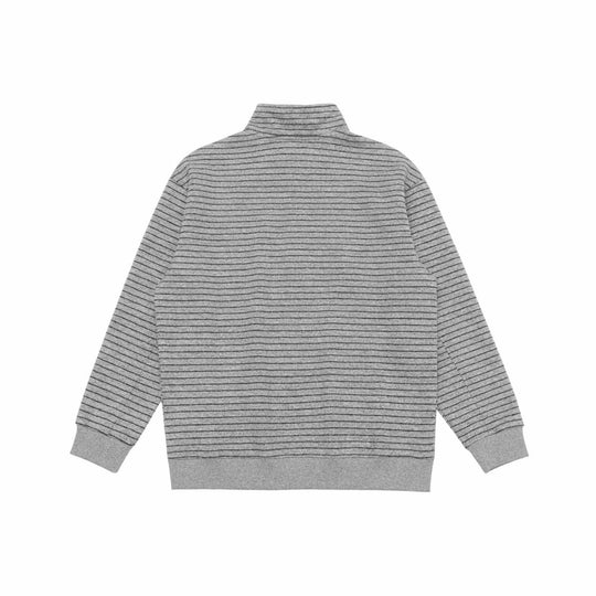 Herren Feinstrick-Halbzip-Pullover mit Stehkragen und feinen Streifen Shop Nory