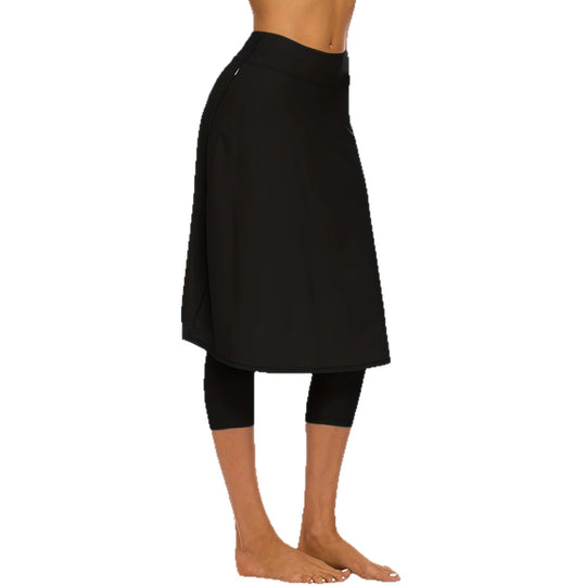 Damen Leggings mit integriertem Tellerrock und seitlicher Reißverschlusstasche Shopy Nory