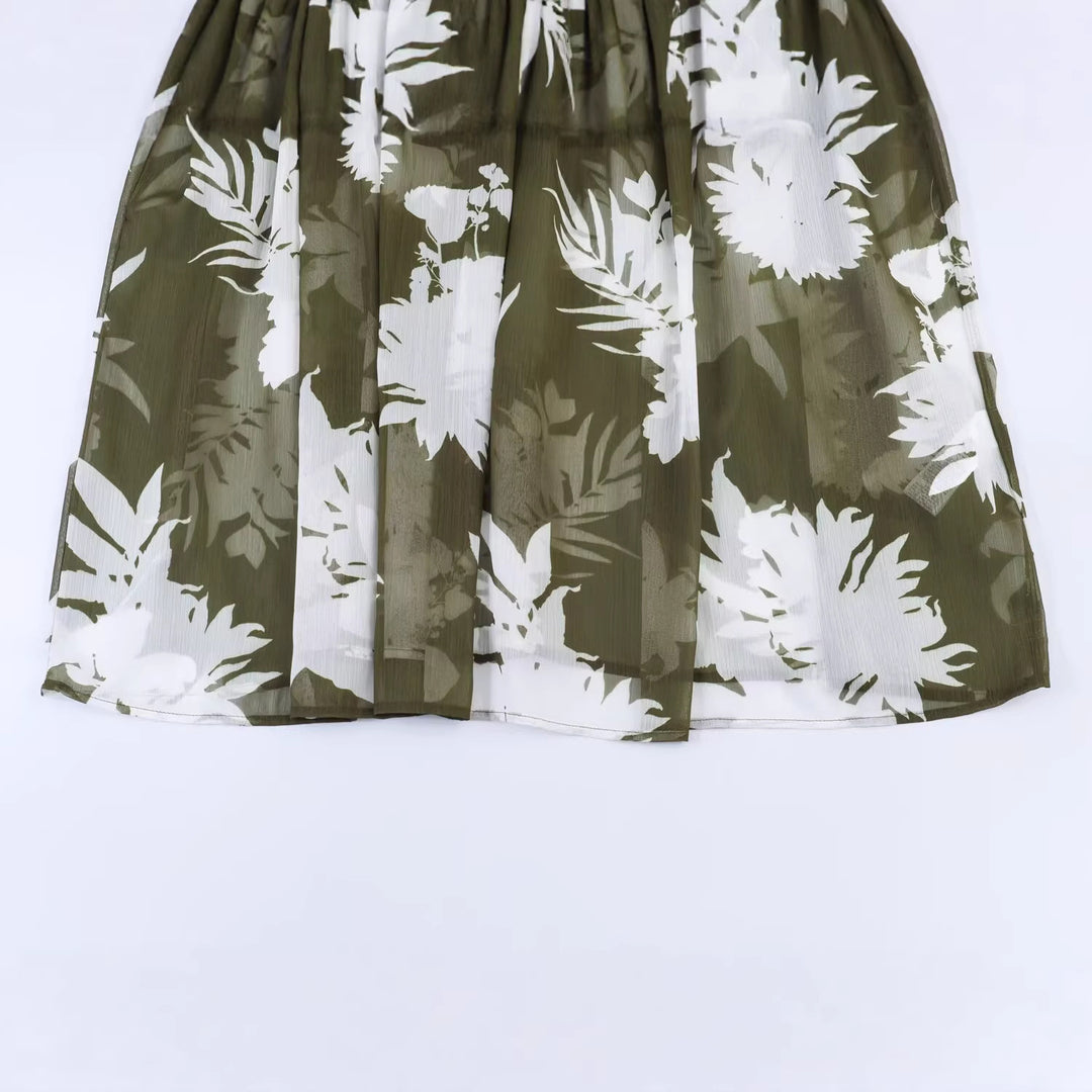 Damen Midikleid mit voluminösen Ballonärmeln, Stufenrock und floralem Print Shop Nory