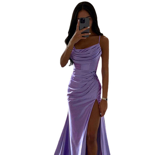 Damen Maxikleid mit schickem Seitenschnitt und eleganter Drapierung