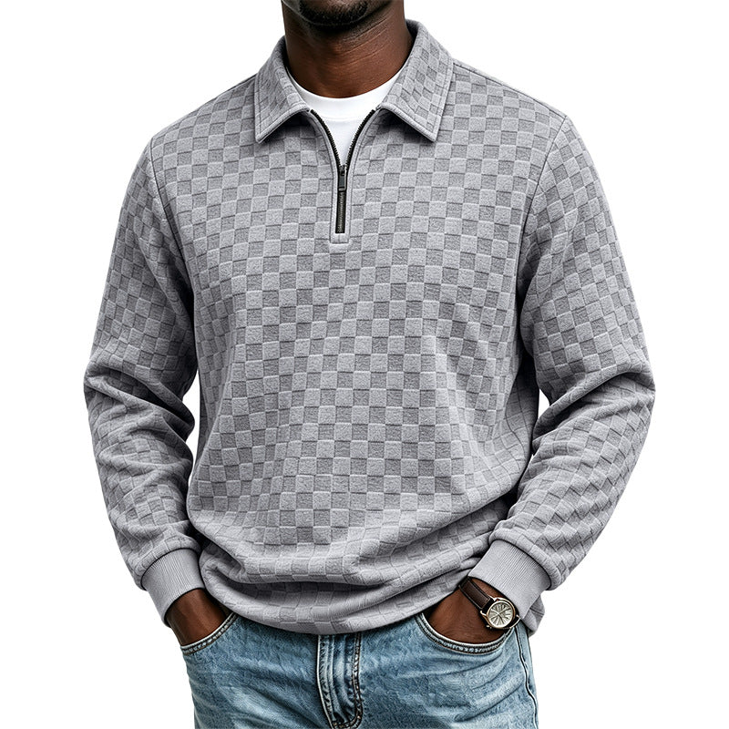 Herren Strukturierter Strickpullover mit Troyer-Kragen und halbem Reißverschluss Shop Nory