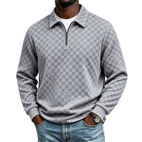 Herren Strukturierter Strickpullover mit Troyer-Kragen und halbem Reißverschluss Shop Nory