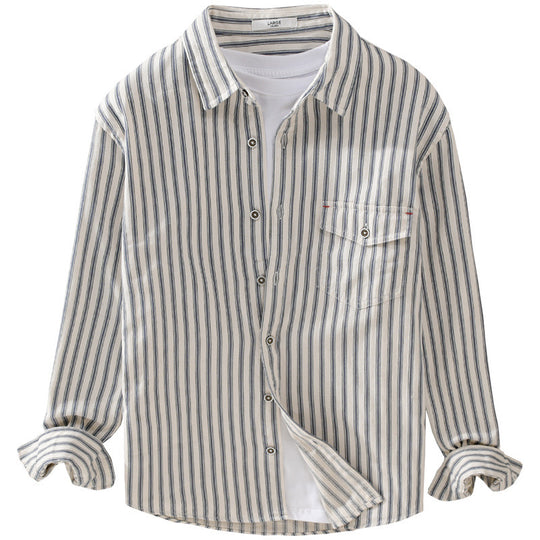 Herren Gestreiftes Overshirt aus leichter Baumwollmischung mit Brustklappe und Relaxed-Fit Shop Nory